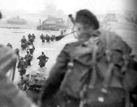 Lord Lovat's Special services Brigade coming ashore at Sword Beach