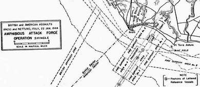 Amphibious Attack Force Operation Shingle Map - Anzio Invasion